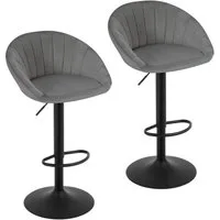 Woltu Barhocker (2 St), küchenhocker höhenverstellbar, Ergonomischer Stuhl, Samt