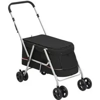 vidaXL Hundebuggy Hundewagen Faltbar Schwarz 100x49x96 cm Leinenstoff