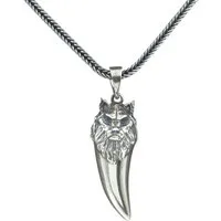 NAHLE Kette mit Anhänger Silber Wolf Zahn mit Silber Fuchsschwanz Kette 55cm (2-tlg., inkl. Schmuckbox)