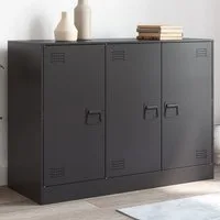 furnicato Sideboard Robustes 99 x 39 x 73 cm in Schwarz (1 St), Stabiler Anrichterschrank mit 6 Fächern und 3 Türen für das Wohnzimmer