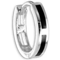 Order & Smile Schmuck Single-Creole Herren Ohrring: 925 Silber Klapp-Creole mit Onyx