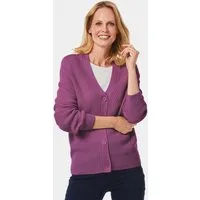 GOLDNER Strickjacke Elegante Strickjacke mit V-Ausschnitt Kurzjacke mit Rippstruktur, Knopfleiste und Langarm