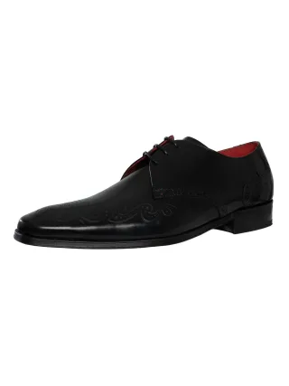 Jeffery West Polierte Leder Brogue Schuhe, Schwarz
