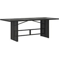 vidaXL Gartentisch Gartentisch mit Glasplatte Schwarz 190x80x75 cm Poly Rattan (1-St)