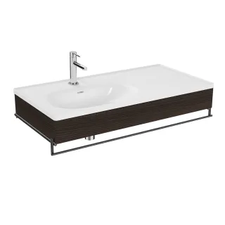 VitrA Equal Set Waschtisch asymmetrisch 103 cm mit Holzblende und Handtuchhalter Weiß,81085 81085