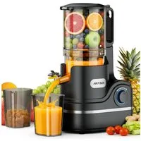Airmsen Slow Juicer mit 147MM Extra Großem Einfüllschacht, Entsafter Gemüse und Obst, 300 W, Leicht zu Reinigen, Hohe Saftausbeute
