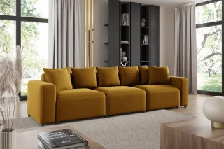 Sofa Designersofa Bigsofa MEGAN 3-Sitzer in Stoff Salvador Honiggelb