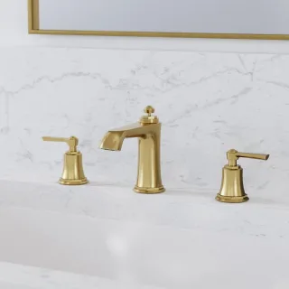 Steinberg Serie 350 3-Loch Waschtisch-Armatur, mit Ablaufgarnitur, Ausladung 130mm, brushed gold, 35 350 2000 BG