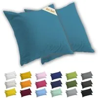 Lavea Kissenbezug 2er Set Kissenhülle Jersey, 100% Baumwolle, Kissenbezüge, (2 Stück), allergikerfreundlich - sicherer YKK-Reißverschluss - waschbar 60°C