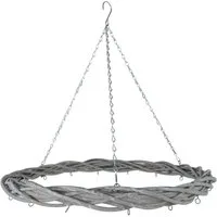 Spetebo Dekokranz Rattan Kranz zum Hängen - Ø 60 cm / grau, Hänge Deko mit Haken für Zierschmuck
