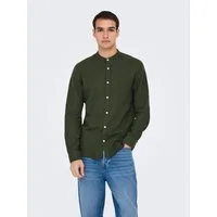 ONLY & SONS Langarmhemd ONSCAIDEN LS SOLID LINEN MAO SHIRT NOOS Baumwolle mit Leinen, slim fit