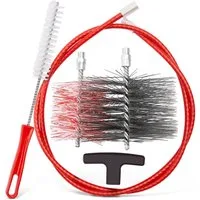 Danskfyre Reinigungsbürsten-Set für Kamin- und Pelletofen, mit Schubstange, 80/150 mm Ofenrohrbürsten