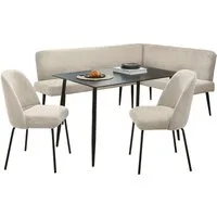 OTTO home Eckbankgruppe Melvin (Set, 4-tlg. Tisch, Bank und 2 Stühle), Taschenfederkern, Tisch (120x75cm) schwarz, Bank und Stühle anthrazit oder beige