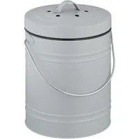 relaxdays Biomülleimer Komposteimer mit Geruchsfilter 5 Liter, grau