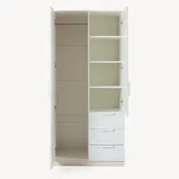en.casa Kleiderschrank »Eiselfing« 2 Türen, 4 Fächer, 3 Schubladen 176x80x52 cm Weiß