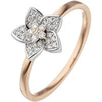 JOBO Diamantring Blume, 585 Gold bicolor mit 30 Diamanten