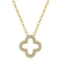 ROUGEMONT Silberkette Moissanit Clover Glücksbringer Halskette -925 Sterling Silber 18K, Echtschmuck mit Echtheitszertifikat