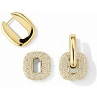 ROUGEMONT Paar Creolen Moderne zweiteilige Creolen Ohrringe Damen Trend Gold -Hypoallergen, Wasserfest