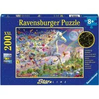 Ravensburger Puzzle Star Line, Leuchtendes Schmetterlingseinhorn, 200 Puzzleteile, Made in Germany