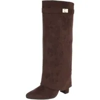 Ital-Design Damen Westernstiefel Echtleder mit Blockabsatz High-Heel-Stiefel (92002399) Blockabsatz Stiefel in Braun