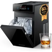eCozy Eiswürfelmaschine für klare Eiskugeln Ø 60 mm, extragroß, kristallklar, Selbstreinigung, 8h Startzeitvorwahl, LED-Touchdisplay