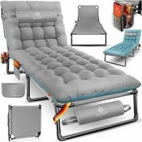 KESSER Campingliege Campingbett Campingliege Angelliege Karpfenliege klappbar (mit Tragetasche, Getränkehalter & Nackenkissen bis 250 kg belastbar) 190 x 68 x 30 cm strapazierfähiges Oxford-Gewebe stabiles Stahlgerüst