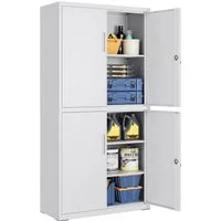 SONGMICS Aktenschrank Mehrzweckschrank, Stahl-Aufbewahrungsschrank, 5 Ebenen 4 Türen, 40 x 60/80 x 180 cm, 2 Schlösser, verstellbare Ablagen