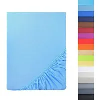 NatureMark Spannbettlaken Boxspringbett Mikrofaser Spannbetttuch 200x220cm, Polyester, Gummizug: rundum, blau