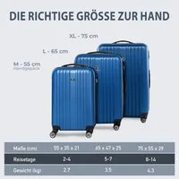 FERGÉ Kofferset Hartschale 3 teilig Koffer Set erweiterbar TOULOUSE, 4 Rollen, (3er Kofferset stabil und leicht mit Zahlenschloß, 3 tlg., Hartschalen-Trolley Set 3 Größen Handgepäck Koffer M XL), Trolley 3er Koffer Set, Reisekoffer 4 Rollen, Premium 