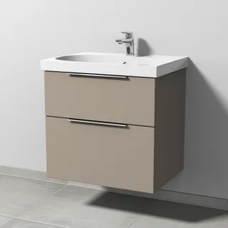 Sanipa 3way Waschtischunterbau zu Geberit Acanto Waschtisch mit 2 Auszügen, Sandgrau-Matt UF41667