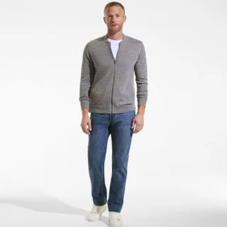 Merino-Cardigan mit Reißverschluss für Herren, Herren, size: regular, Grau, Wolle, by Lands' End