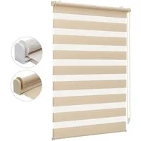 Doppelrollo Doppelrollo Klemmfix ohne Bohren Duo Rollo Leinenoptik Rollo Jalousie, Sekey, für Fenster und Tür, freihängend mit Klemmträger, Seitenzugrollo