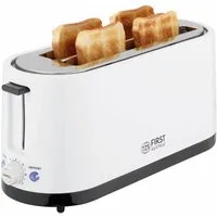 TZS FIRST AUSTRIA Toaster 4 Scheiben, Langschlitz, 1400W mit Krümelschublade, Brötchenaufsatz, für, 1400 W, Temperatureinstellung, Edelstahlgehäuse, Auftaufunktion
