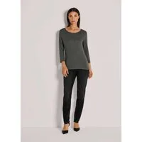 MADELEINE 3/4-Arm-Shirt Elegantes Glanzshirt mit Viskose-Stretch Rundhals, 3/4-Ärmel, funkelnde Details