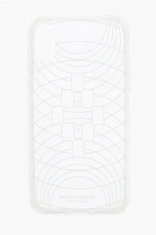 Transparente TECHNOFOLK XS iPhone-Hülle mit Prägung und Aufdruck in Weiß