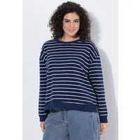 Ulla Popken Sweatshirt Sweatshirt Ringel Rundhals Langarm hinten länger