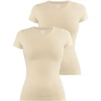 Janice Kurzarmshirt 2 x Damen T-Shirt hochgeschlossen Nice Figurbetontes Shirt aus Baumwolle