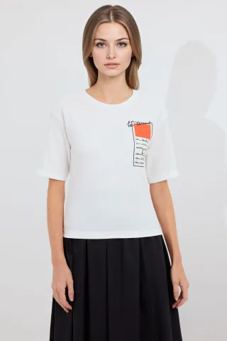 Bedrucktes Rundhals T-Shirt mit kurzen Ärmeln