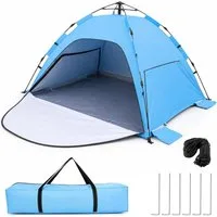 SURFOU Strandmuschel Pop Up Strandmuschel UV50+ für 2-3 Personen Blau
