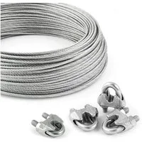 DQ-PP Drahtseil DQ-PP Stahlseil SET 5m, 3-5mm, 6x7, Klemmen, Kauschen, Schrauben