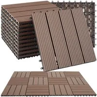 tectake Terrassendielen Terrassenfliesen 11er Set im Klicksystem, 31 x 31 x 2,2 cm, 1,0571 m², BxL: je 31,00x31,00 cm, (Terrassenplatten Außenbereich Tegulas, 11-St., in braun), robustes WPC in Holzoptik, mit Drainage, wetterfest