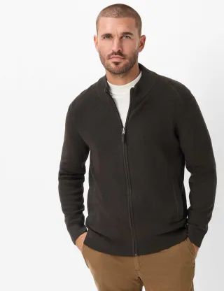 Brax Herren Strickjacke Style JOHN chocolate, dunkelbraun, Gr. 6XL