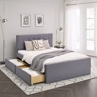 Homestyle4u Polsterbett 90x200 120x200 140x200 Doppelbett Bettgestell Stauraum mit Kopfteil (Set, Set, mit Lattenrost, 2 Bettkästen / Schubläden), 120x200, mit Stauraum