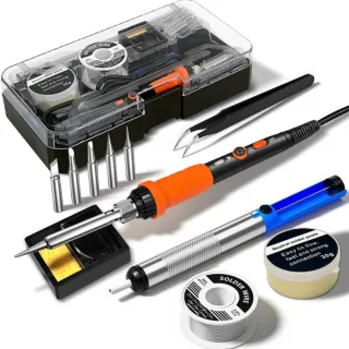 12Pcs Soldering Iron Premium Kit 60W Soldering Gun with Ceramic Heater Adjustable Temperature 200 to 450°C Includes Sold