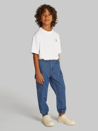 Calvin Klein Jeans Jogginghose "VIBRANT BLUE DENIM JOGGER" mit Cargotaschen