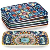vancasso Sushiteller Sushi-Platte, Porzellan Servierteller, rechteckig, BOHO-Stil, (6 St)