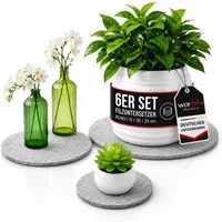 wortek Blumentopfuntersetzer Blumenuntersetzer Untersetzer rund für Vasen, Zubehör für Blumen oder Blumentöpfe & Co, Set, 6-tlg., Filz Unterlage Gläser Teller Blumentöpfe – waschbare Untersetzer