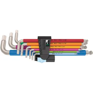 Wera 3950/9 Hex-Plus Multicolour Imperial Stainless 1, Winkelschlüsselsatz, zöllig, Edelstahl, 9-tlg - 05022860001
