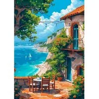 TPFLiving Kunstdruck OHNE RAHMEN, Natur Landschaft Malen nach Zahlen (Leinwandbild XXL), Farben: Farben: BlauGröße: 50x65cm