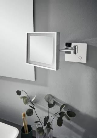 emco LED-Kosmetikspiegel pure1-armig, 3-fach, eckig, Direktanschluss203x203 mm, schwarz,109413309 109413309